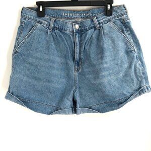 AMERICAN EAGLE Mom Short Cuffed High Rise Denim Shorts Jean Shorts 14 Stretch